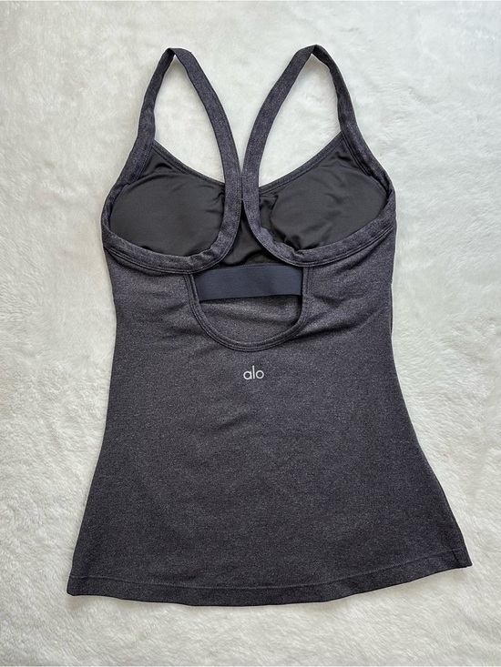 ALO Yoga Tops - ALO Yoga Charcoal Black Racerback Tank with Built-In Bra - XXS